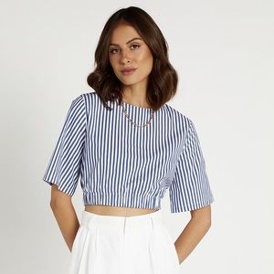 DISSH Triller Indigo Stripe Crop Top - Size 8